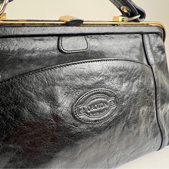 Vintage Oroton Doctors Satchel Black Leather Handbag Purse - Picture 10 of 11